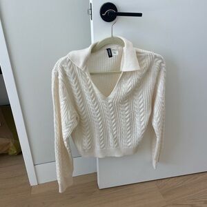 Divided Cream Cable Knit V-Neck Cardigan